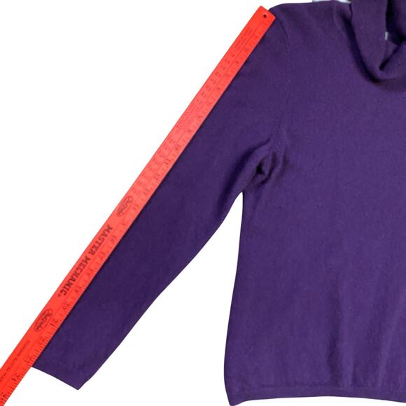 CHARTER CLUB XL 100% Cashmere Sweater Purple Relaxed Turtleneck See Measurements - Picture 4 of 12
